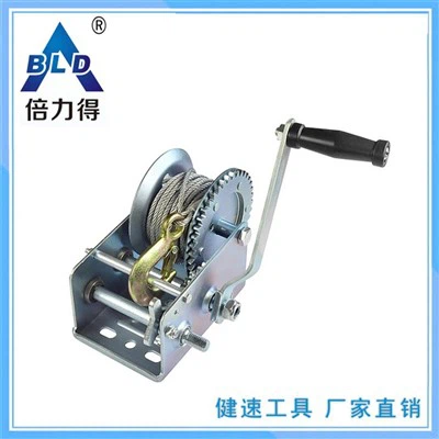 BLD 2500 Lbs Manual Winch Hand Crank Tensioner Hoist Small Crane Winch Wire Rope Air Frame Webbing